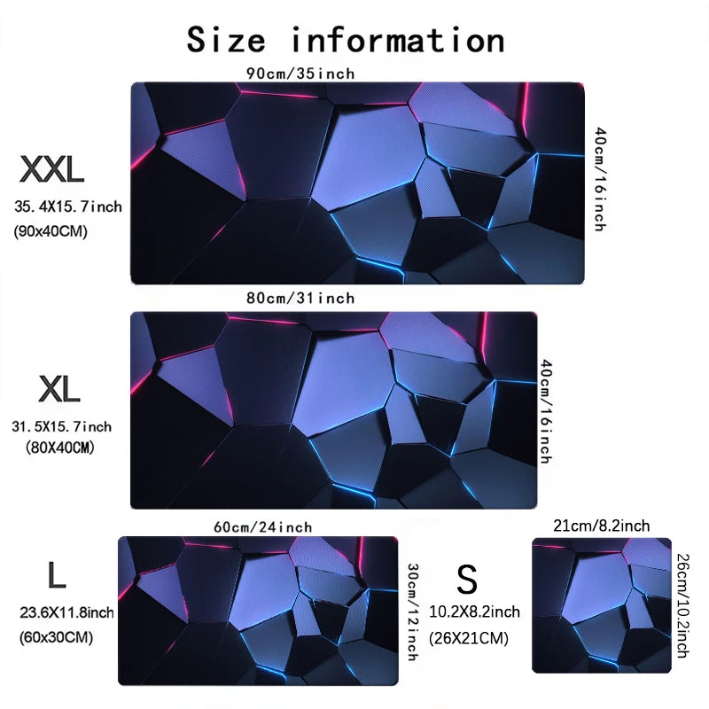 New Cool Geometric Pattern 3D Mouse Pad Computer Laptop Mouse Pad Office Large Gaming Mousepad Rubber Bottom Non-Slip Desk Mat