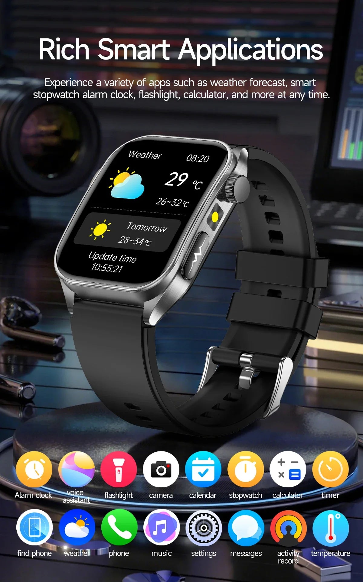 New Laser Treatment Three High Smart Watch Men ECG Heart Rate Uric Acid Health Tracker 1.95 inches Sapphire Glass SmartBracelet