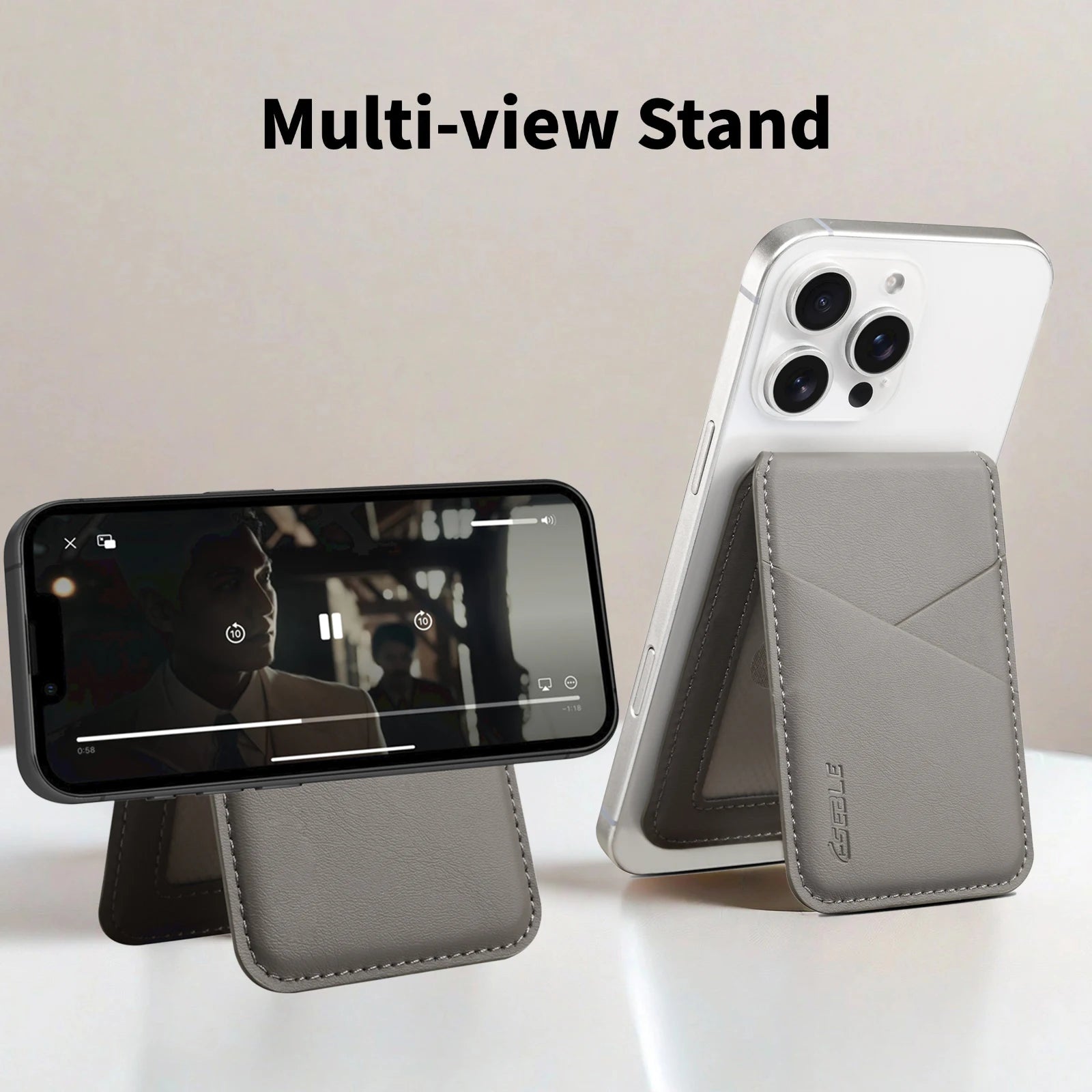 Luxury Leather Cellphone Magsafe Magnetic Card Holder For IPhone 12 13 14 15 16 17 Pro Max Plus RFID Anti-Skimming Bank ID Card