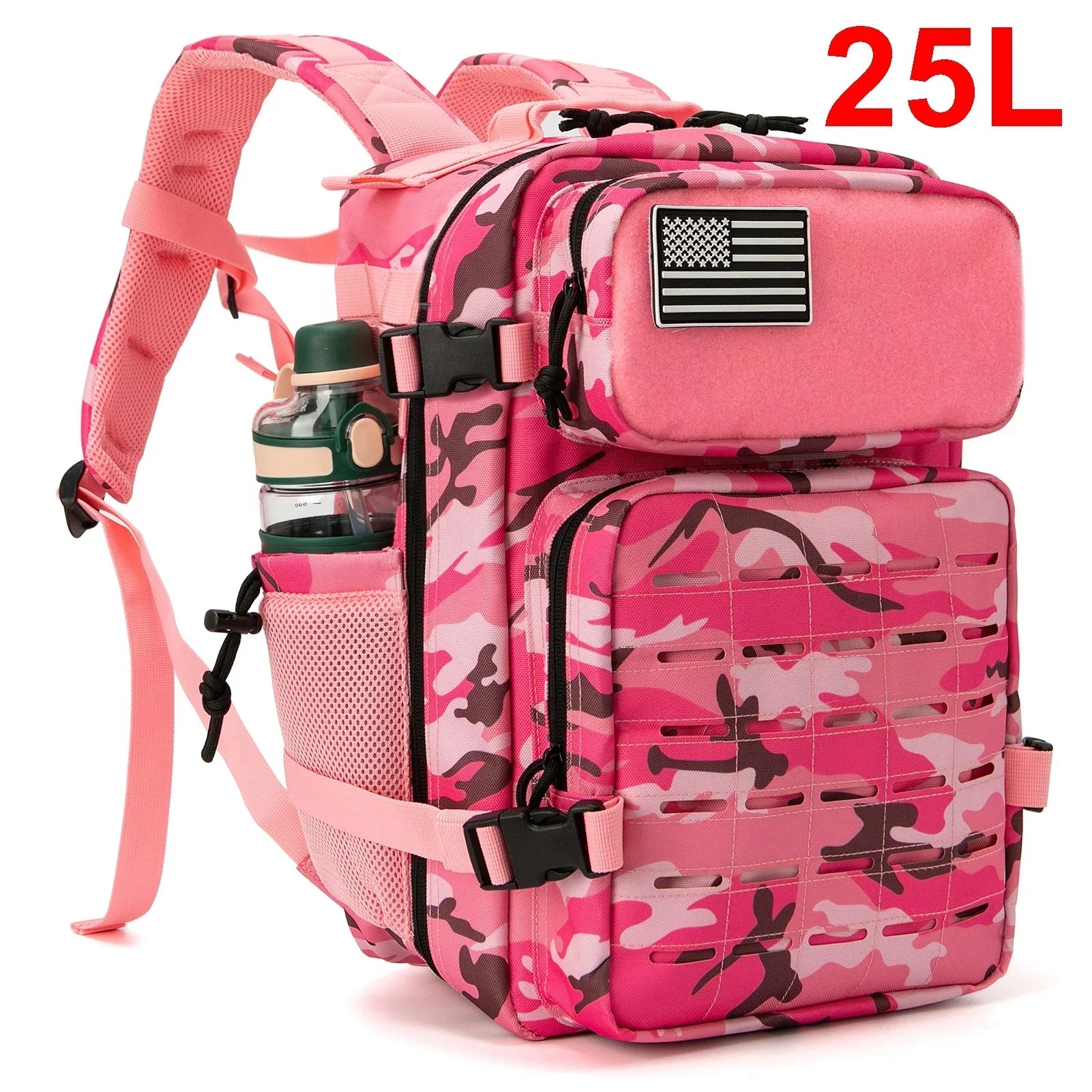25L Tactical Backpack – MOLLE Hiking & Survival Backpack for Men & Women, Waterproof Fitness Outdoor Bag with Dual Cup Holders