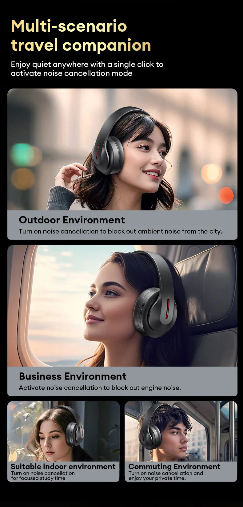 Lenovo Bluetooth 6.0 Over-Ear Headsets Low Latency Music Wired/Wireless Headphones Noise Reduction Stereo Sound LES-107 Earbuds