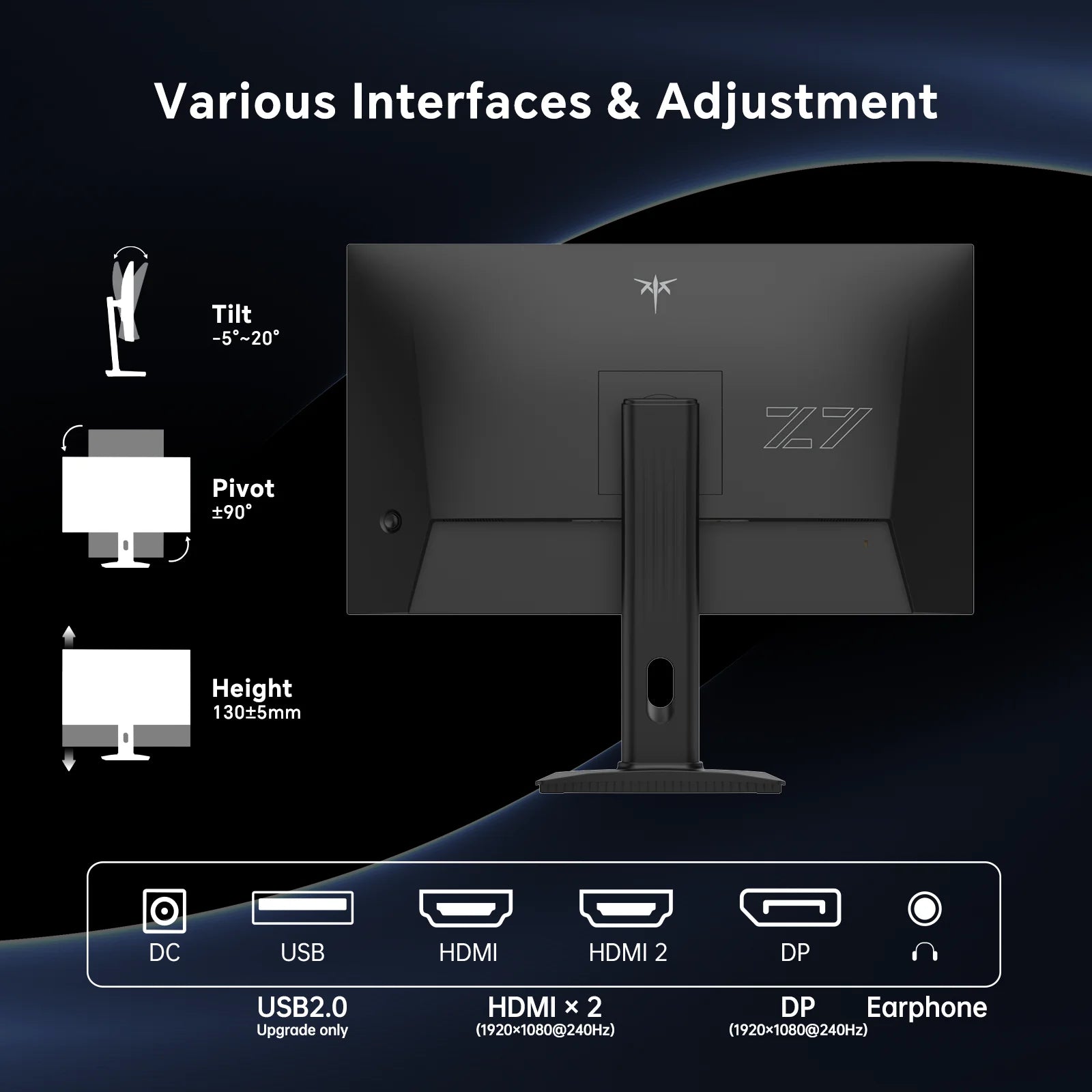 KTC 27 Inch Gaming Monitor 240Hz, FHD 1080p Fast IPS Computer Monitor with Adaptive Sync, HDR Vesa Mount, HDMI/DP/USB, H27F7