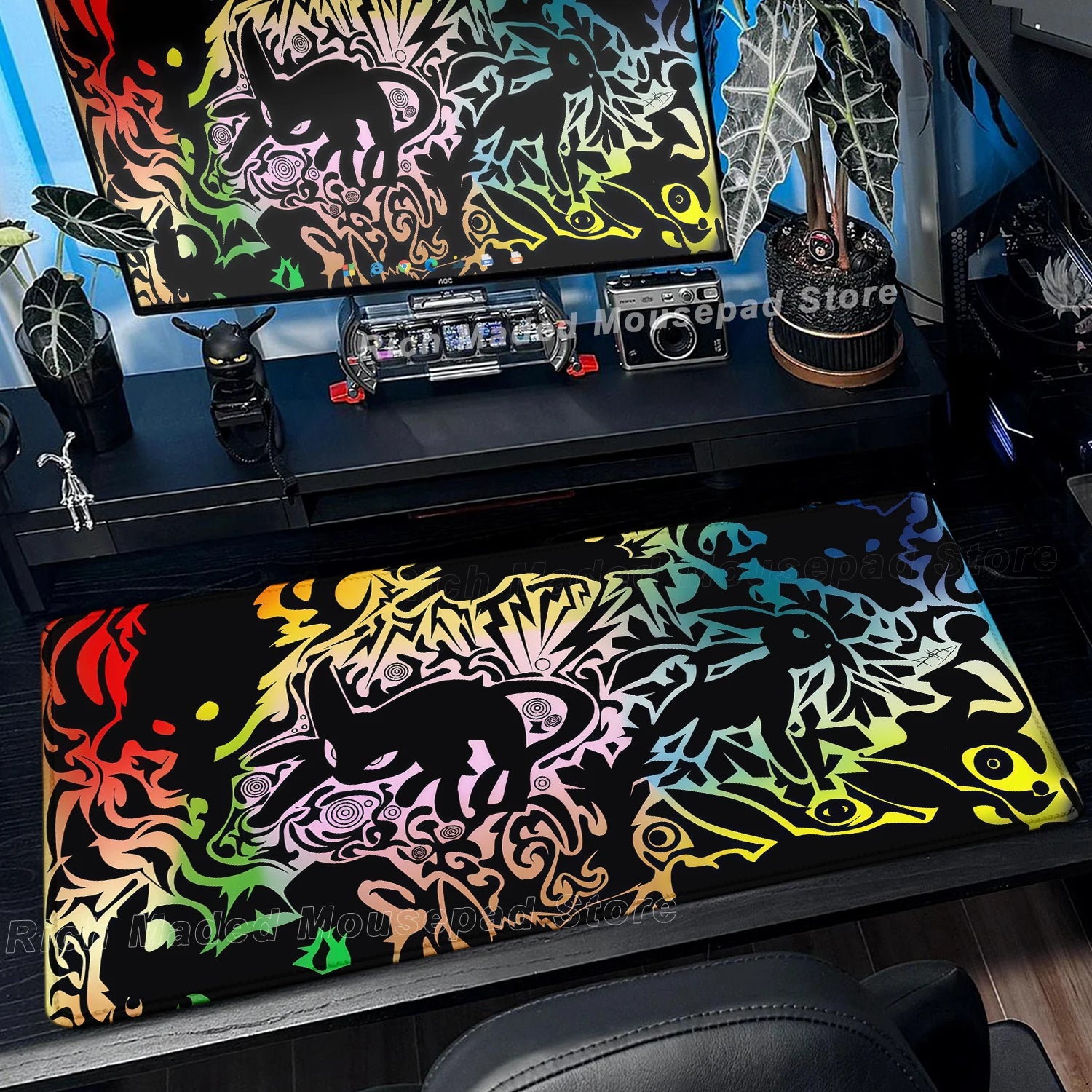 Game Card Pad Gaming Carpet Anime Keyboard Pad Pokemon Eevee Mousepad Gamer Mouse Pads Laptop Extended Desk Mat PC Cabinet Rug