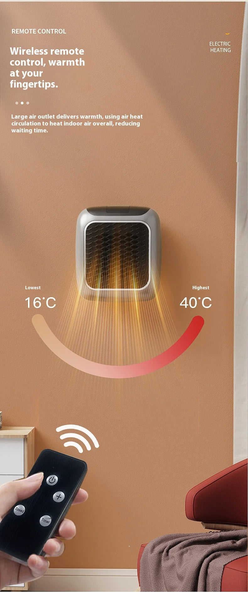 Portable Heater Electric Fan Heater Winter heater Small warm air blower For Home Bedroom Office Desktop Warmer Machine