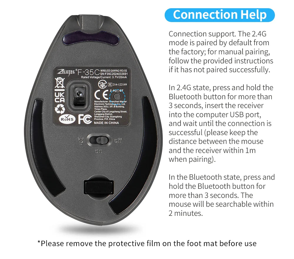 Lefon 2.4G Ergonomic Wireless Mouse Rechargeable Vertical Mouse Gaming Mice for PC Laptop MacOS Office F35C/F35B/F35 Model 버티컬 마