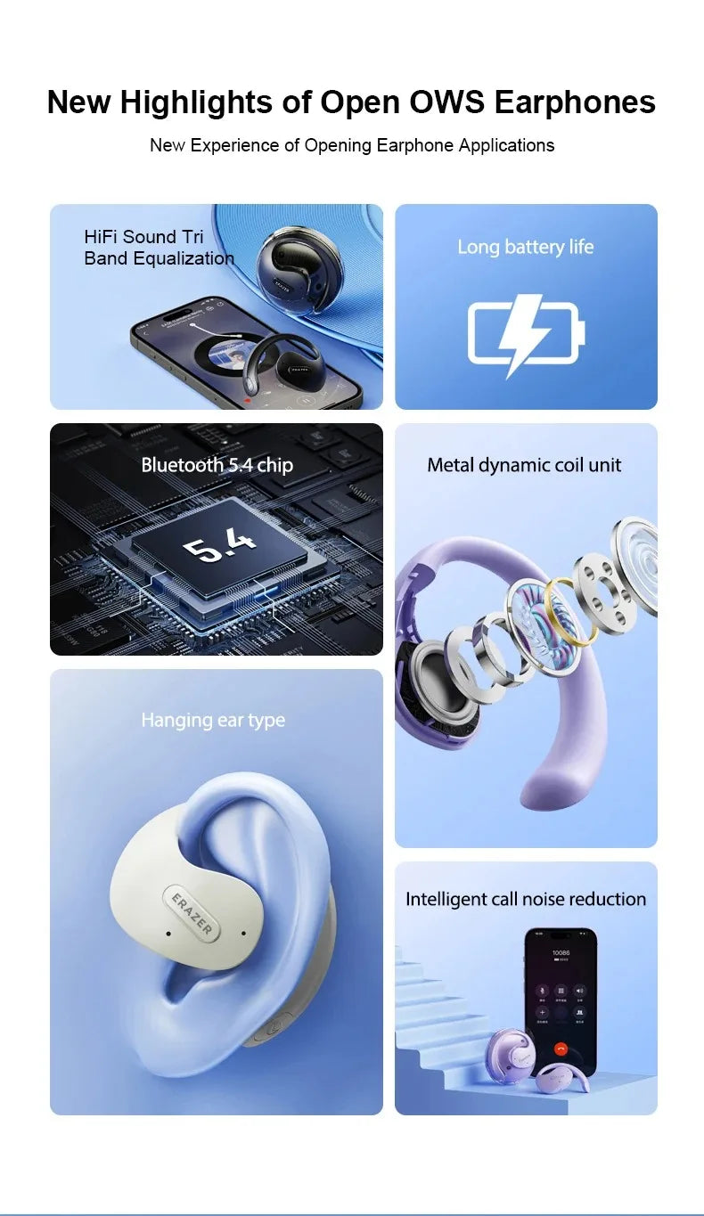 Lenovo OWS Bluetooth Headset X15Pro Open Wireless Ear Hook Headphones Outdoor Sport Gaming Earphone Noise Reduction with Mic