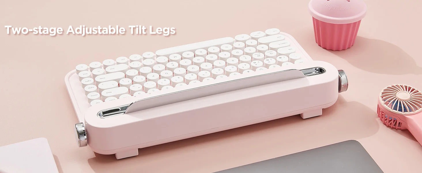 YUNZII ACTTO B305 Retro Typewriter Aesthetic Keyboard, 75% Compact Wireless Keyboard with Integrated Stand for Multi-Device