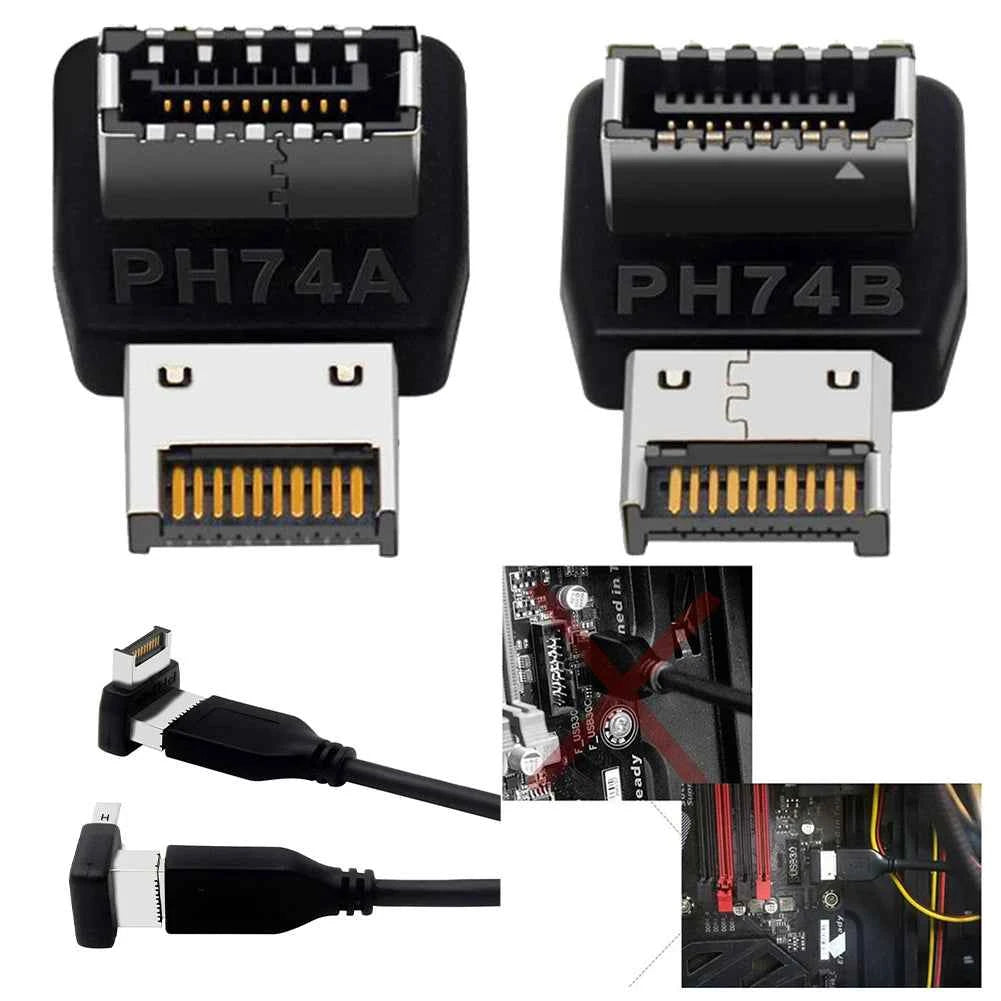 Motherboard USB C 3.1 Front Panel Adapter 90 Degree Angled Type E Male To Female Internal Connector for Asus Desktop Computer