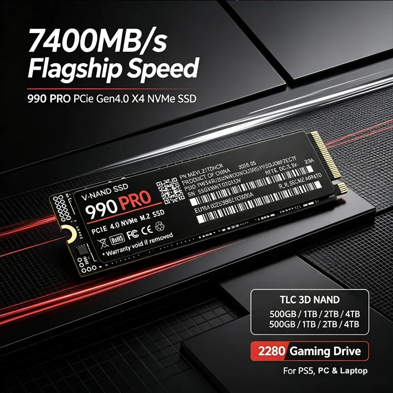 2026 New M.2 990 PRO NVMe SSD PCIe Gen4 High Performance Internal Drive 1TB 2TB 4TB Storage Upgrade For PS5 Desktop Laptop