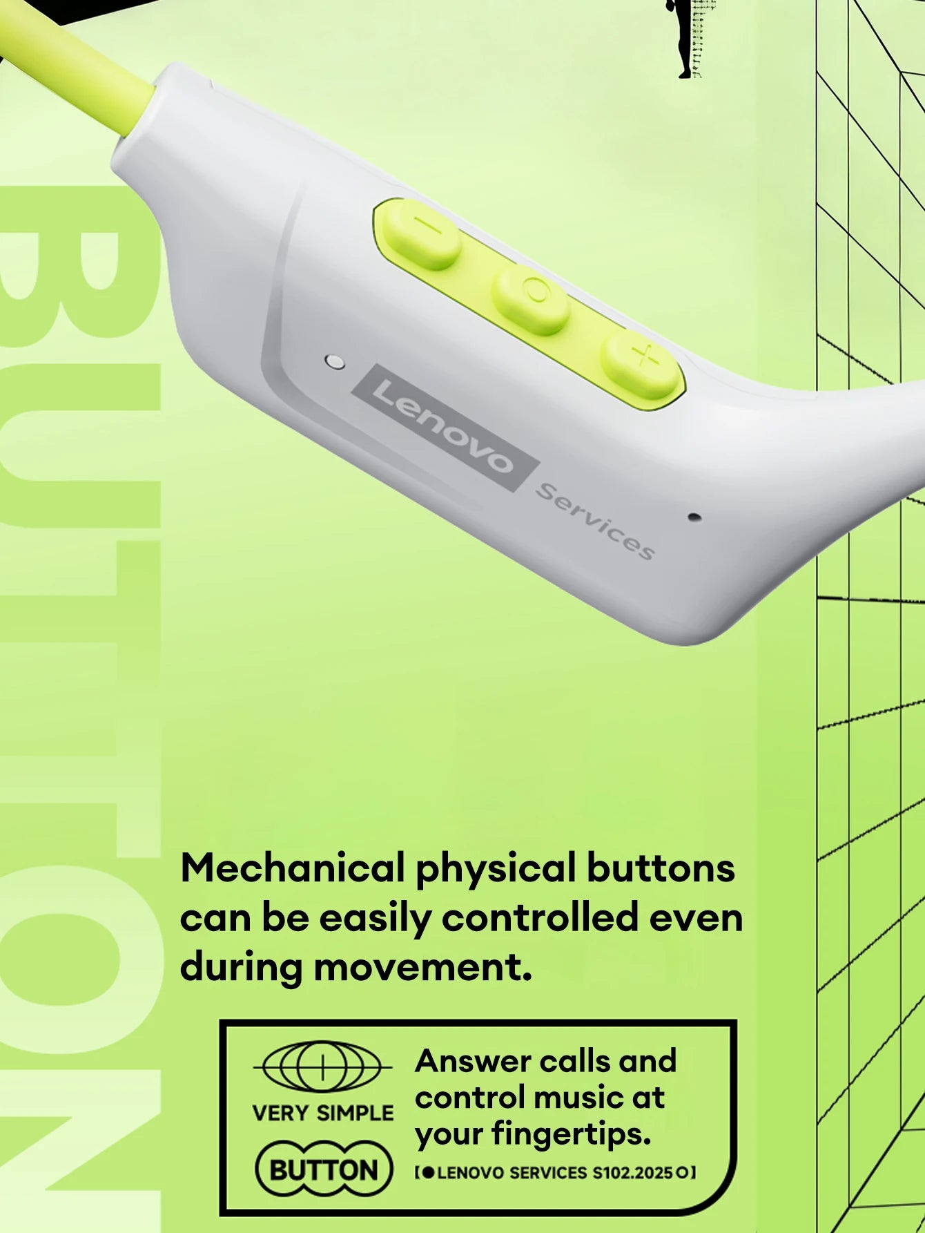 Choice Lenovo S102 Wireless Bone Conduction IPX6 Waterproof Sports Headphones Cycling Fitness Earbuds Bluetooth V6.0 Earphones