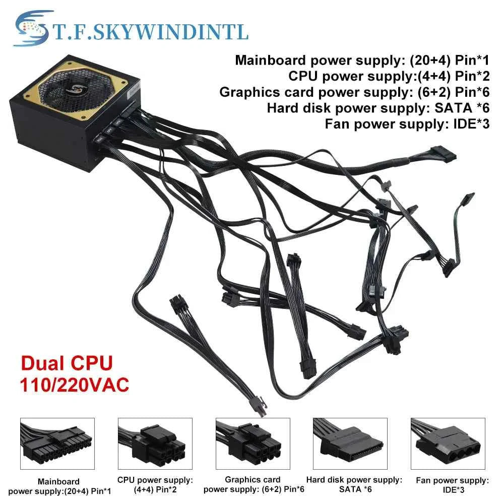 T.F.SKYWINDINTL Gold 1000W Computer TF1000 Full Modular PC Power Supply Medal Active PFC ATX