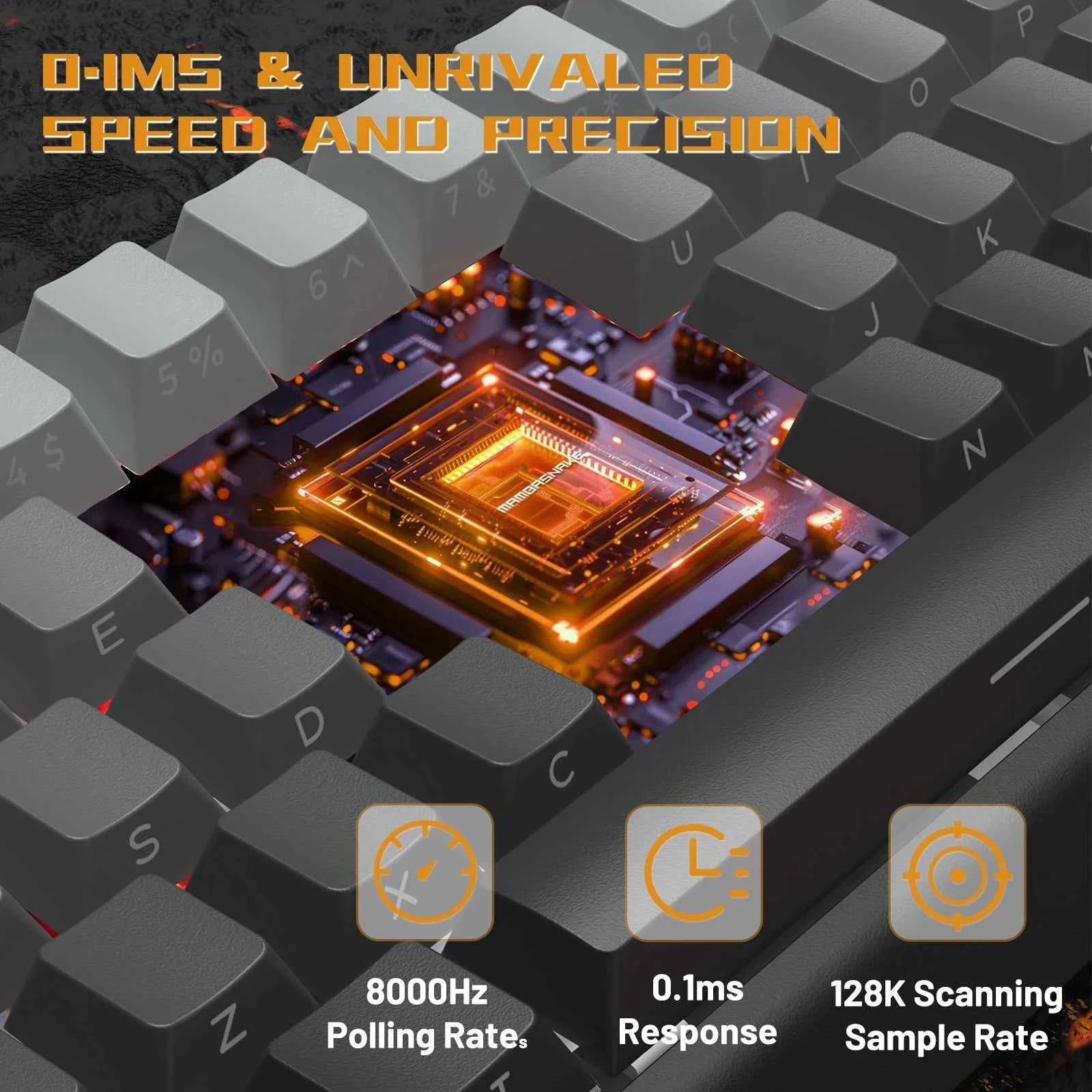 X60 HE 60% Rapid Trigger Wireless Gaming Keyboard,Hall Effect Magnetic Switches,Adjustable Actuation,8KHz Polling Rate