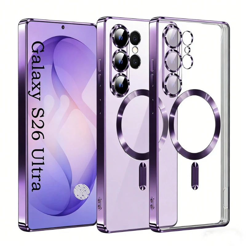 Luxury Transparent Plating Magnetic Wireless Charge Case for Samsung Galaxy S26 S25 S24 S23 S22 S21 Ultra Plus FE Note 20 Cover