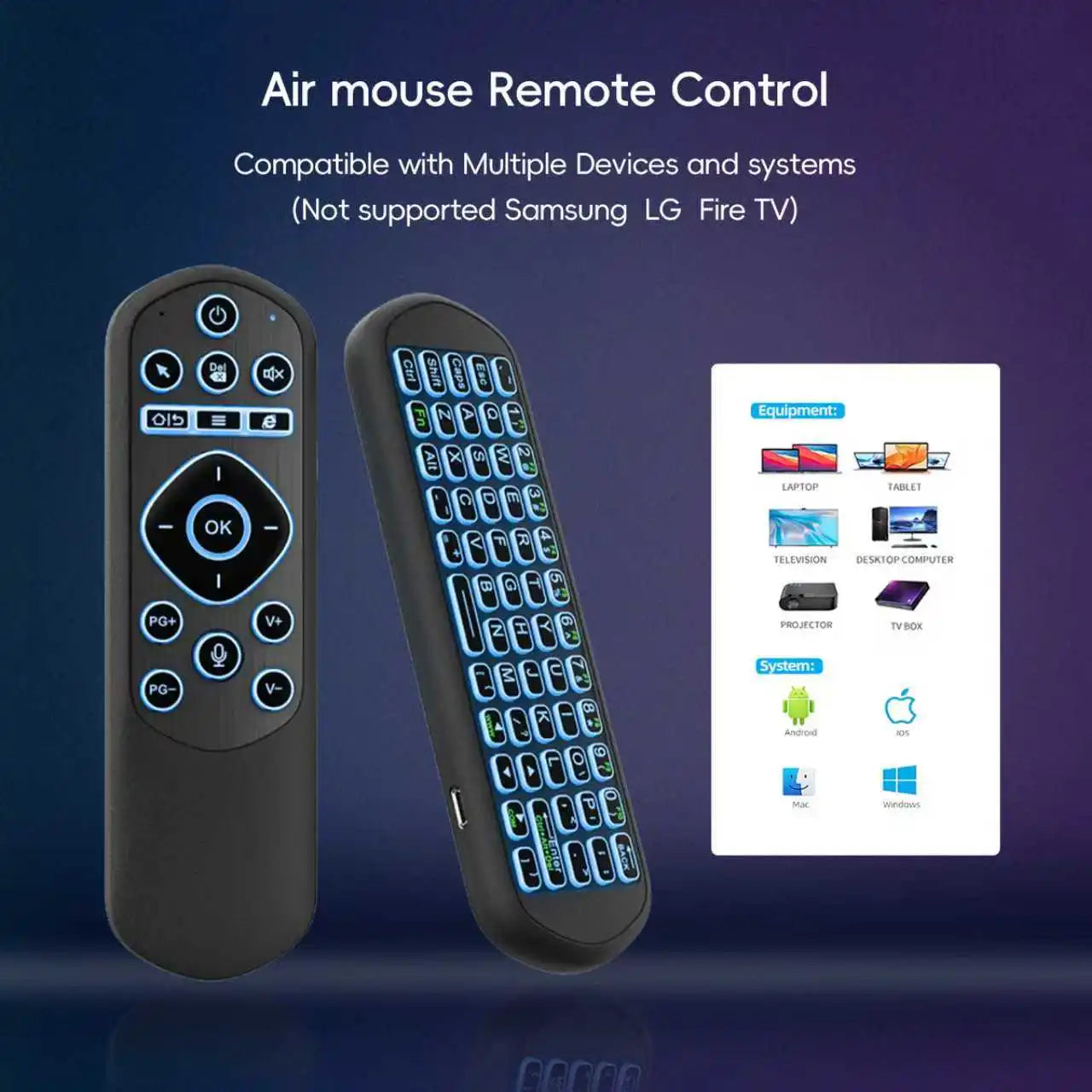 IPazzPort Mini 2.4G/BT Remote Wireless Air Mouse Keyboard