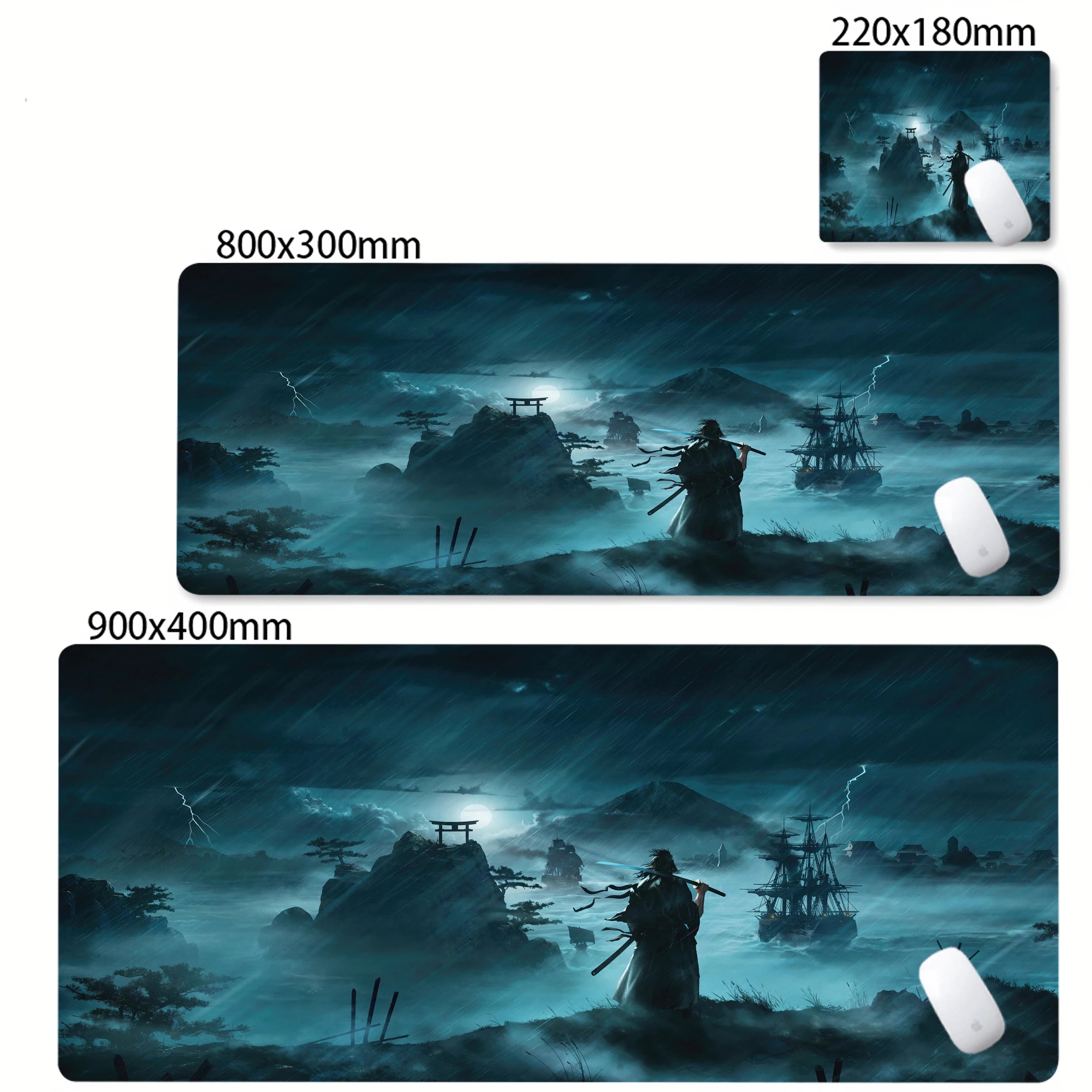 Mouse Pad Black Japanese Samurai Sword Desk Mats Large Office Computer Mousepad Pc Accessories Rubber Keyboard Deskmat 90x40cm