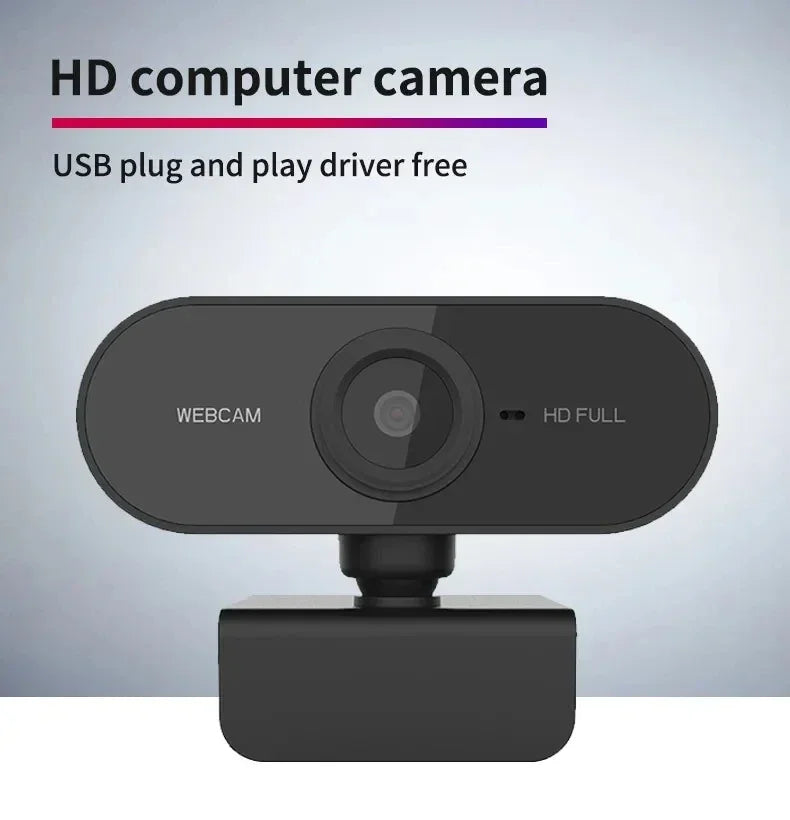 HD 1080P Webcam Built-in Mic USB Camera No Driver Required for Online Learning Video Conference Home Office