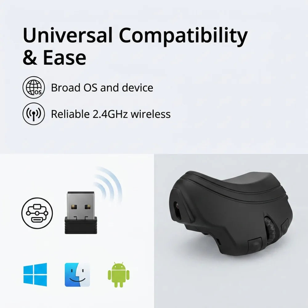 Finger Ring Mouse 1000DPI Easy Control High Efficiency Wireless Finger Ring Mouse Portable Rechargeable 2.4GHz for Office