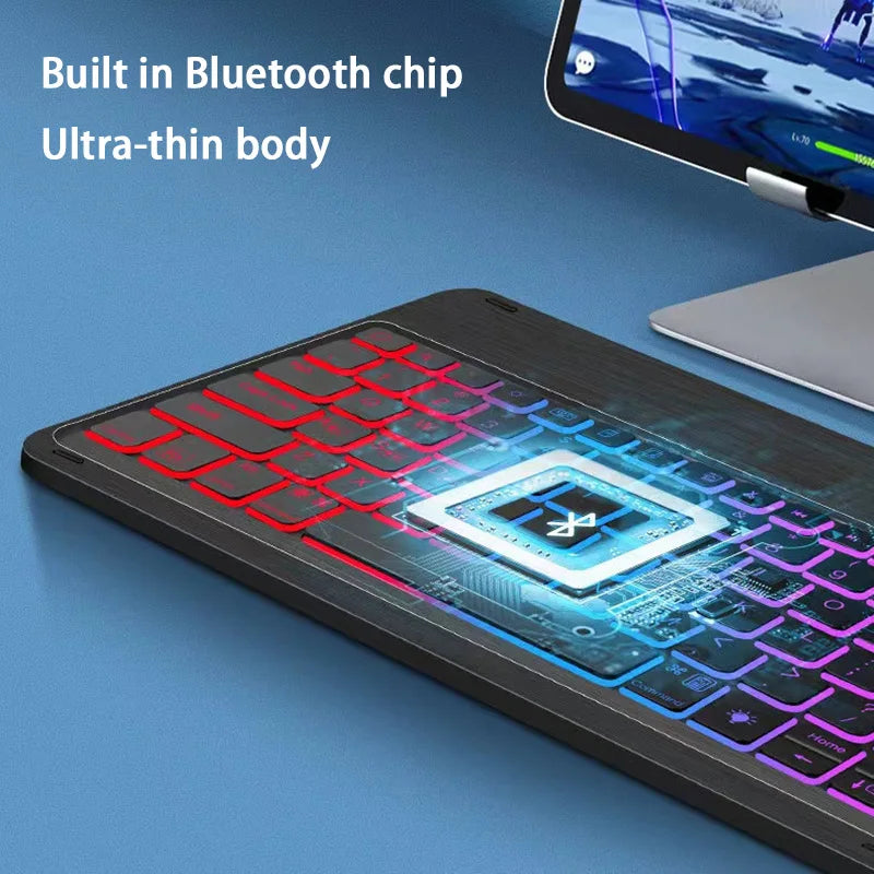 Wireless Bluetooth Backlit Keyboards RGB Colorful Gradient Luminous Mini Keyboard And Mouse Set For Apple Samsung Tablet