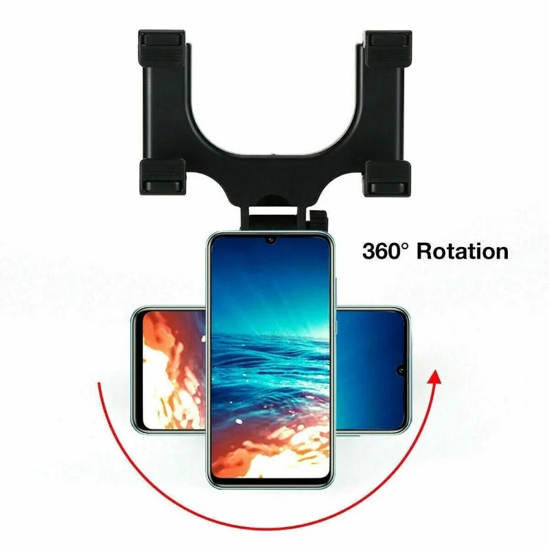Universal 360 Rotation Car Rear View Mirror Mount Stand GPS Cell Phone Holder,Rearview Mirror Car Phone Mount, 360° Rotatable Universal Cell Phone Holder for All Smartphones Auto Rear Mirror Clip Bracket