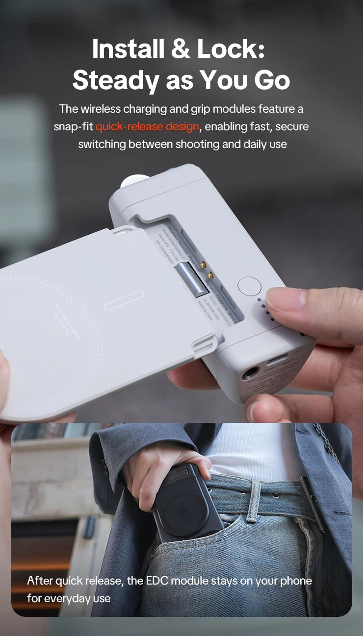 PGYTECH MagCam 2 Phone Grip 3-in-1Camera Phone Grip Modular Kit Bluetooth Remote