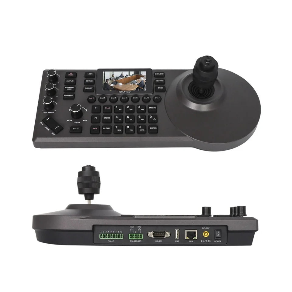 4D Joystick Keyboard NDI POE PTZ Controller 3'' LCD Screen Real-time Preview PTZ Camera Joystick Controller Control 255 Presets