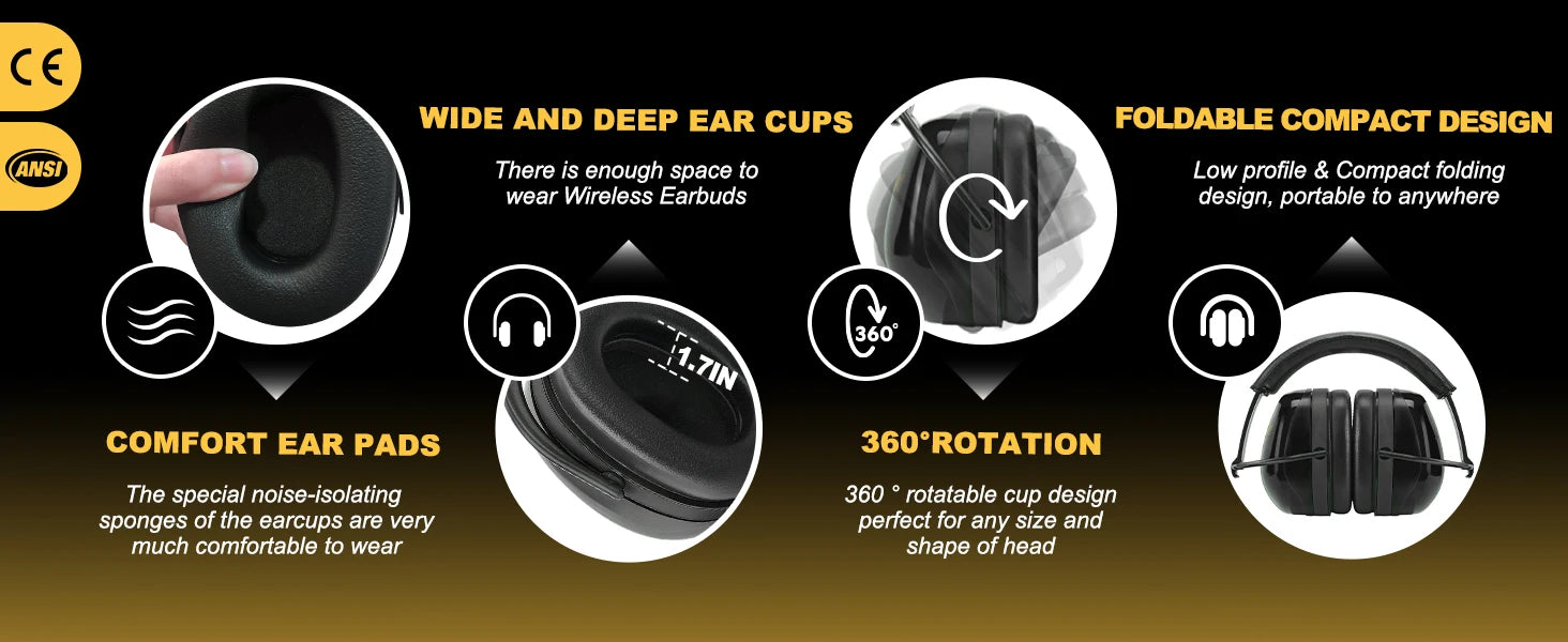 ZOHAN-Hearing Protector Passive Earmuffs High Noise Reducing Ear Covers Defenders for Autism, Headset Shooting, Headphone28dB