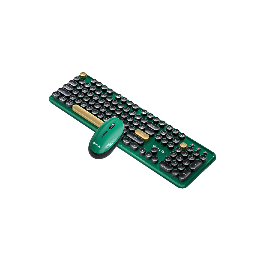 AULA AC306 Wireless Keyboard and Mouse  Combo Retro Round Key Cap Full-size 104-key Laptop for Office Entertainment