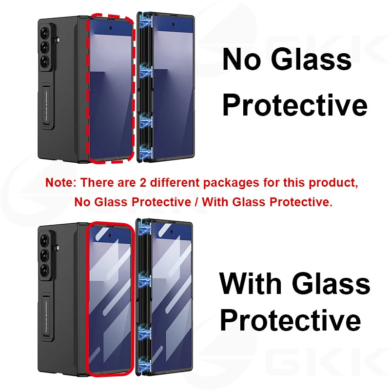 Magnetic Hinge All-included Case for Samsung Galaxy Z Fold 7 6 Ultra-thin Shockproof Stand Matte Cover for Samsung Z Fold7 Case
