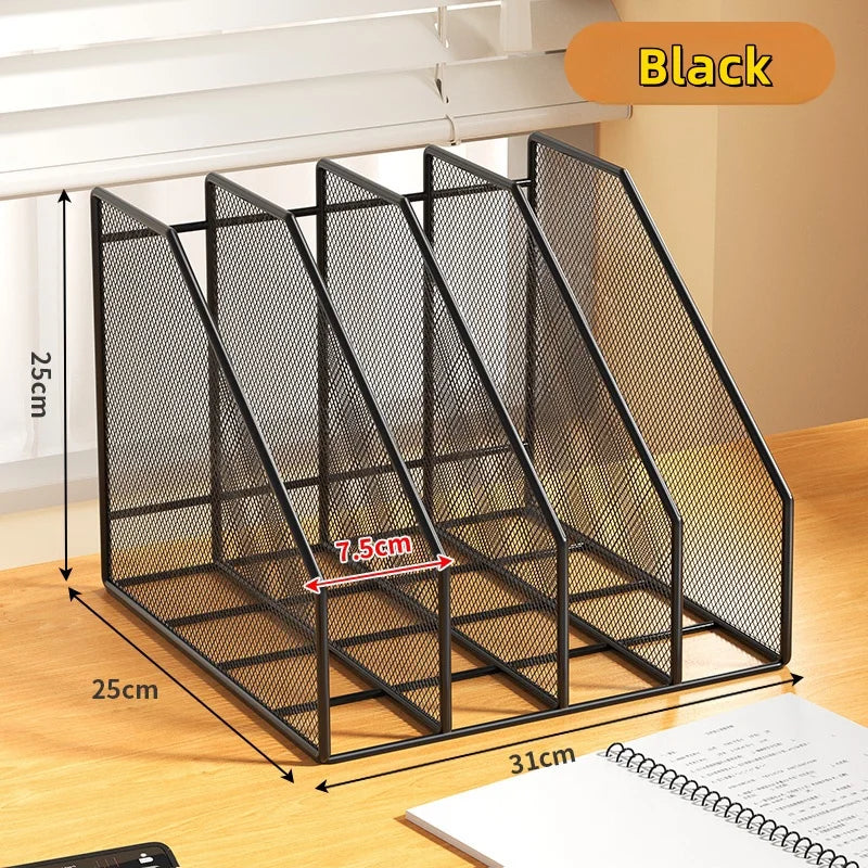 Metal File Rack Office Desk Shelf Standing Desktop File Folder File Box File Storage Box Data Rack Stationery Organizer File