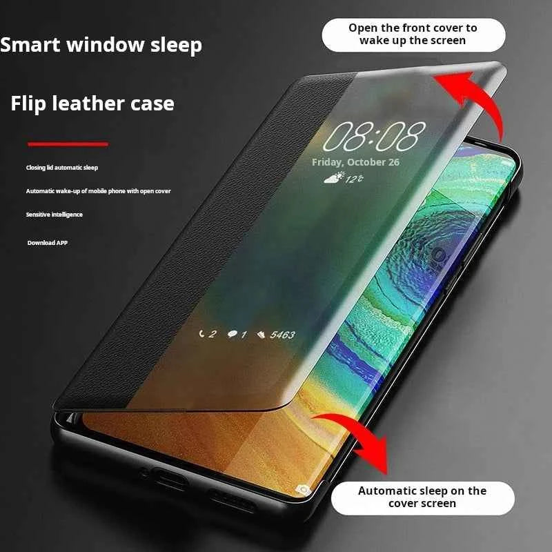 View Windows Case for Samsung Galaxy S26 S25 S24 S23 S22 S21 S20 Note 20 Ultra Plus PU Leather Smart Flip Shockproof Cover Shell