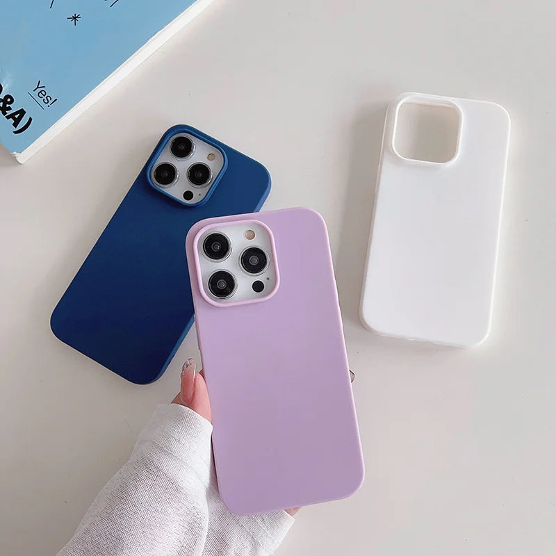 Luxury Matte Candy Ultra Thin Color Silicone Soft Case For iPhone 16 15 14 13 12 11 Pro Max Plus Mini Back Cover Colorful Shell