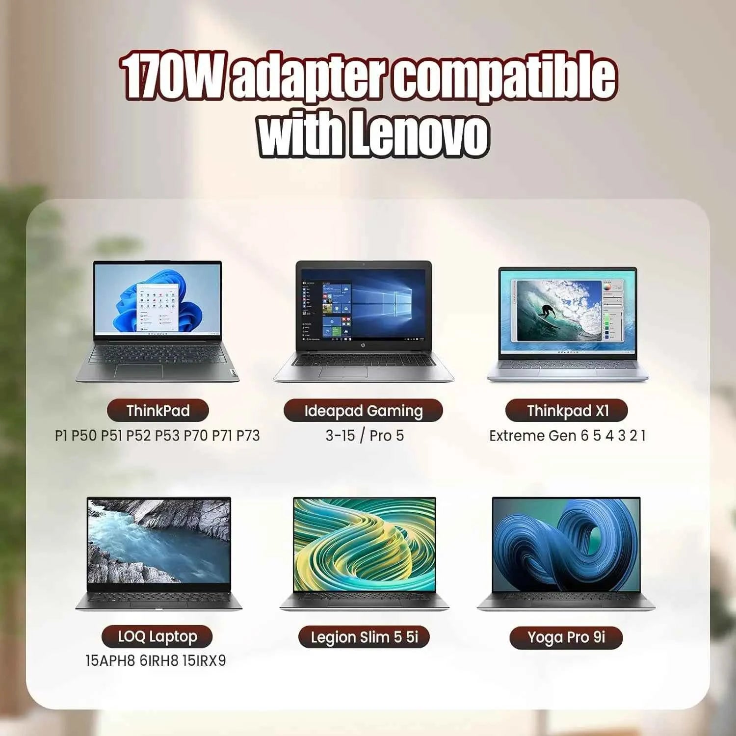 170W 20V 8.5A USB Laptop Power Adapter Charger For Lenovo Thinkpad P1 P50 P51 P52 P53 P70 P73 W540 W541 T540P Yoga 15 45N0487