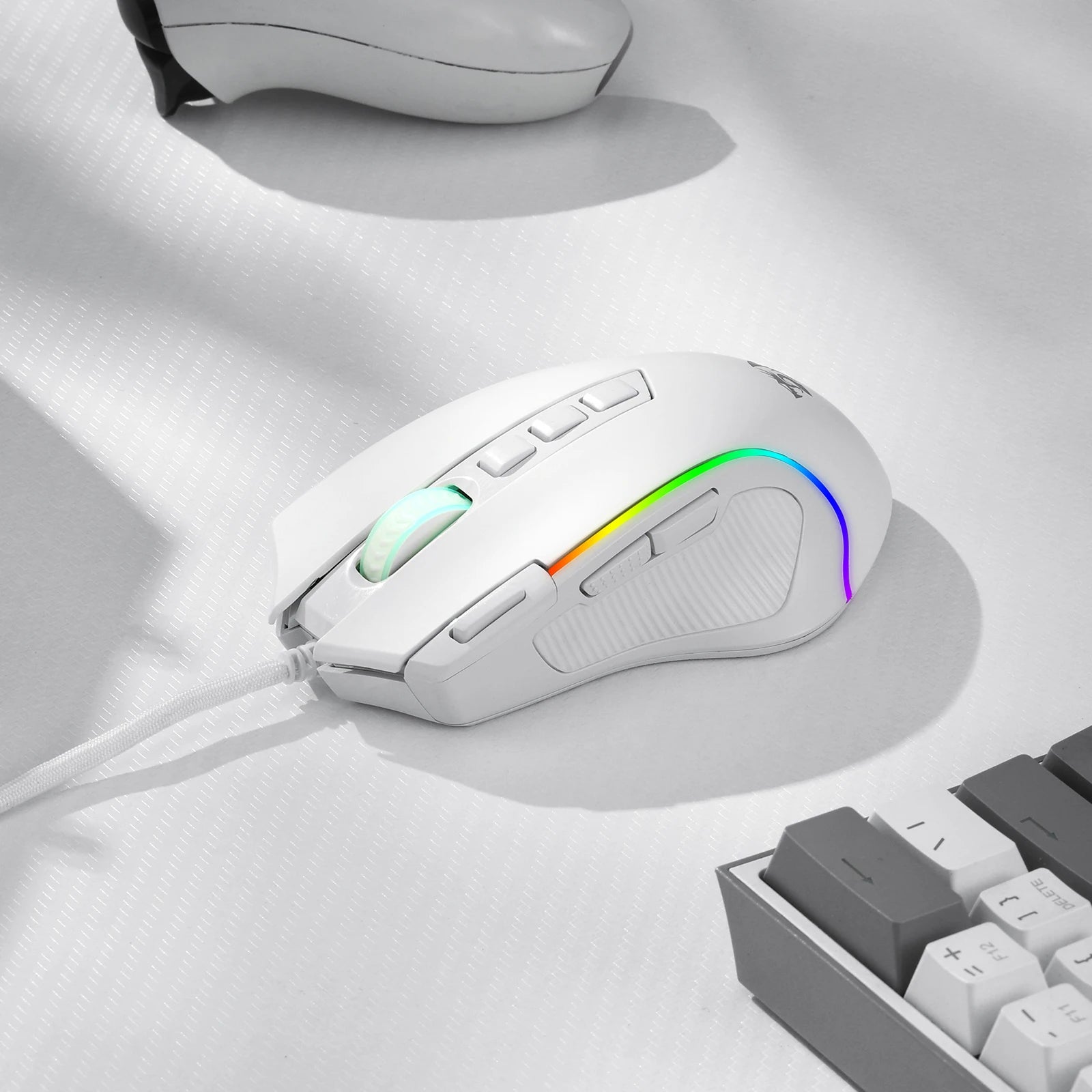 Redragon M612 Predator RGB Gaming Mouse 8000 DPI Wired Optical with 11 Programmable Buttons, White - WinSupport Tech