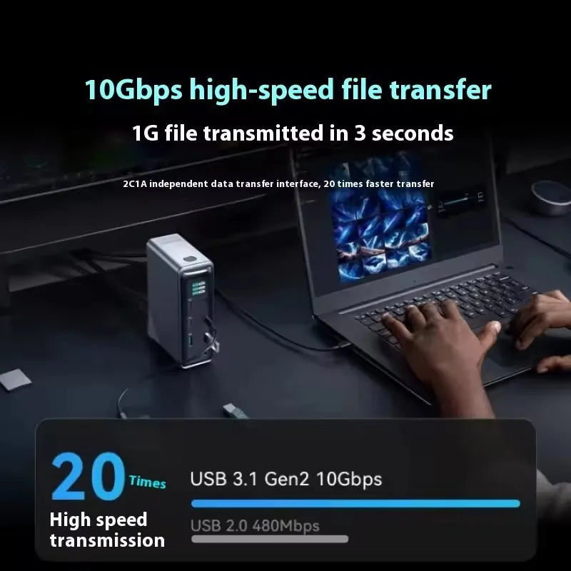 Anker Prime charging 160W 14 in 1 Desktop Charge Docking Station type-C Smart Control Screen Display 10Gbps Dual 4K ThreeScreen