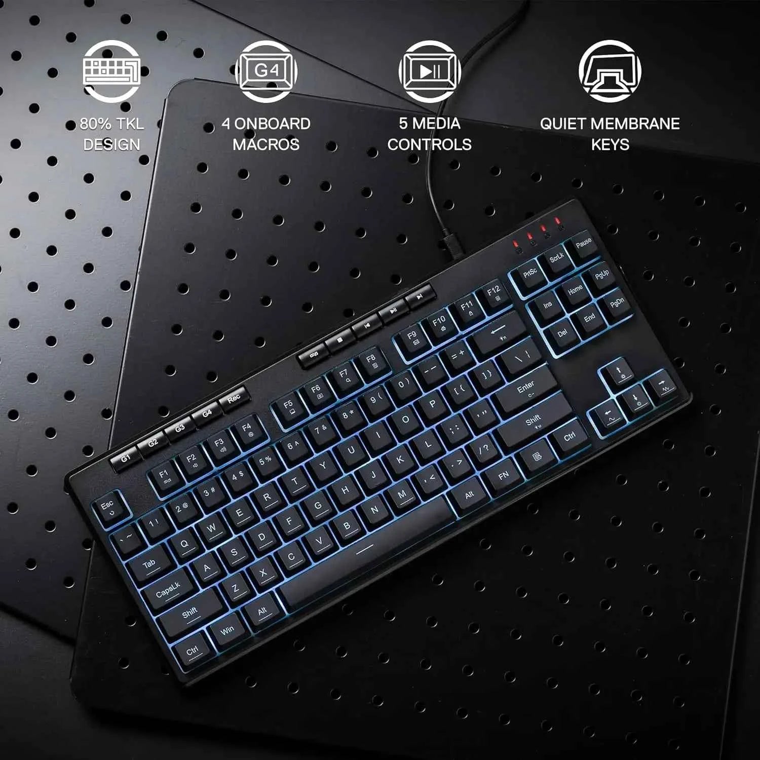 Redragon K516 Shiva TKL Wired RGB Membrane Gaming 87 Keys Mechanical-Feel Keyboard, Smooth Linear Switch