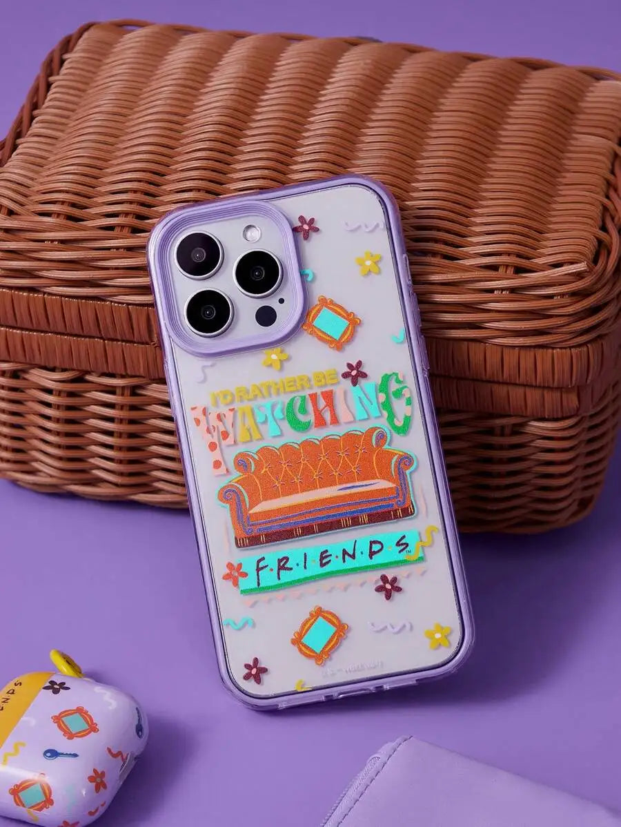Transparent Pink Cartoon-Style Phone Case with Chill Graphic Design for iPhone