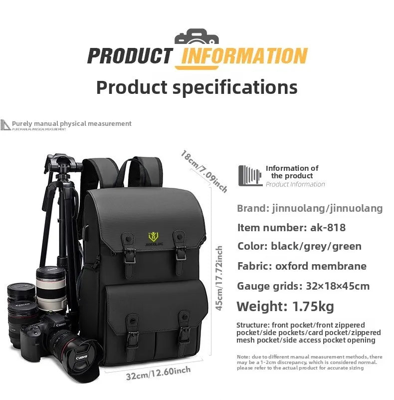 Camera bag - Large capacity double-shoulder photography bag - Camera backpack - Travel and outdoor photography bag
