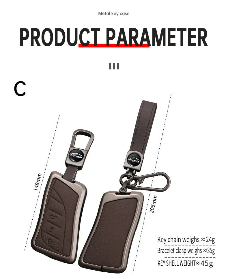 Car Zinc Alloy Leather Key Case Cover Chain For Lexus NX ES UX US RC LX IS 250h RX 350h LS 450h 260h 300h UX200 LM350H LM500H