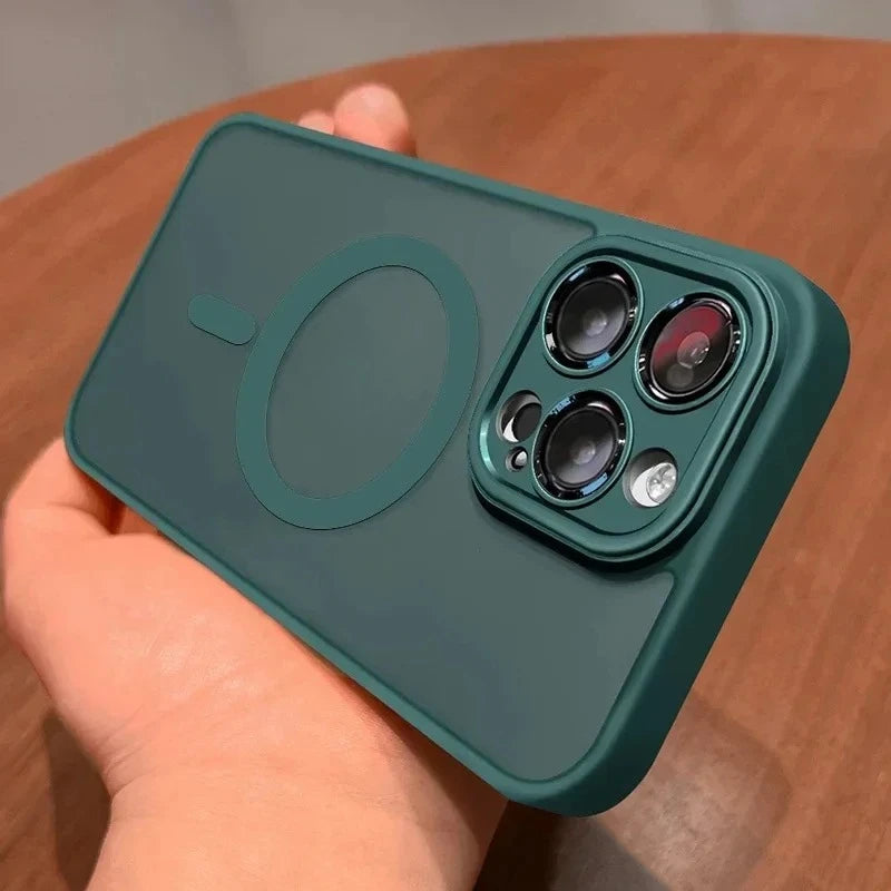 Original Magnetic Wireless Charging Case for iPhone 16 to 12 Pro Max Plus with Lens Protection and Frosted Cover