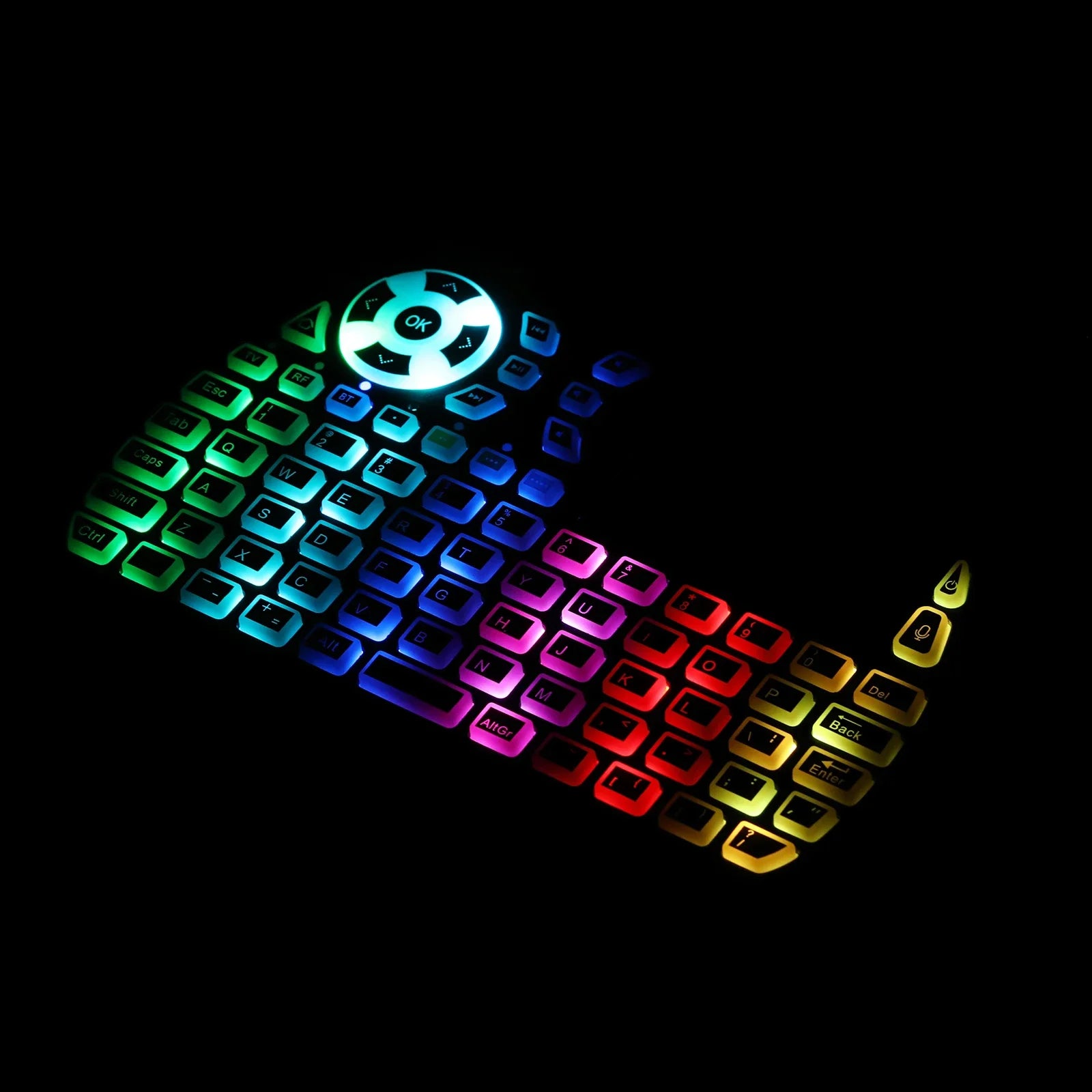 iPazzPort Bluetooth mini Keyboard with Touchpad,2.4Ghz , Backlight, Rechargeable, Compatible with Smart TV, Android TV Box, PC