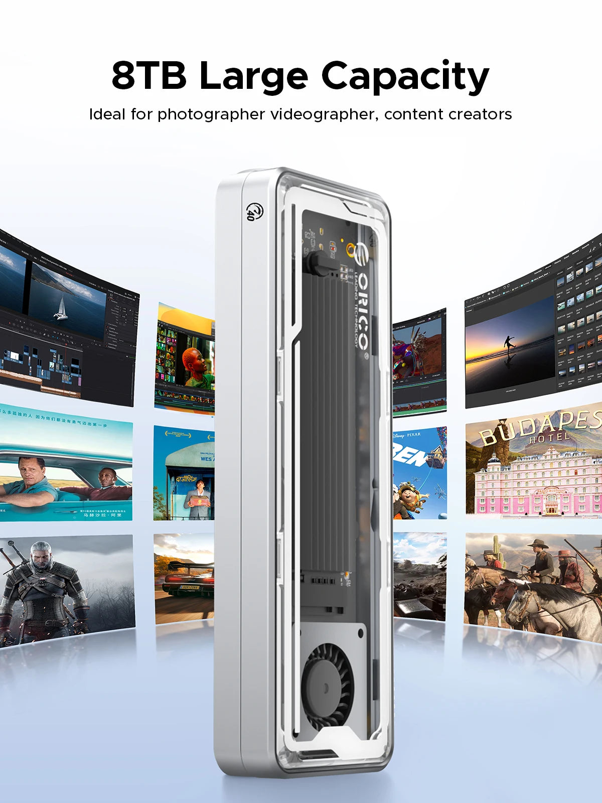 ORICO 40Gbps USB4 M.2 SSD Enclosure 8TB with Cooling Fan PCIe4.0 NVME Enclosure Aluminum Compatible Thunderbolt 3/4 - WinSupport Tech