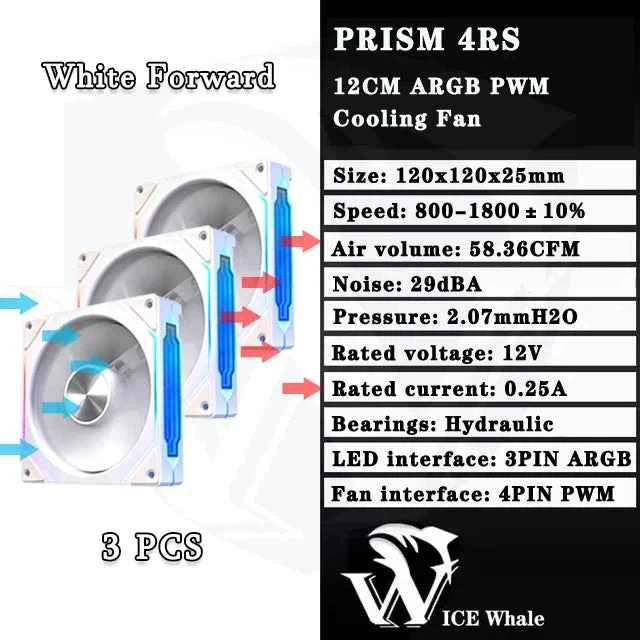 ICE Whale Prism 4RS ARGB PC Case Fan 120mm Infinity Mirror Design Motherboard Lighting Sync 4PIN PWM CPU Fan