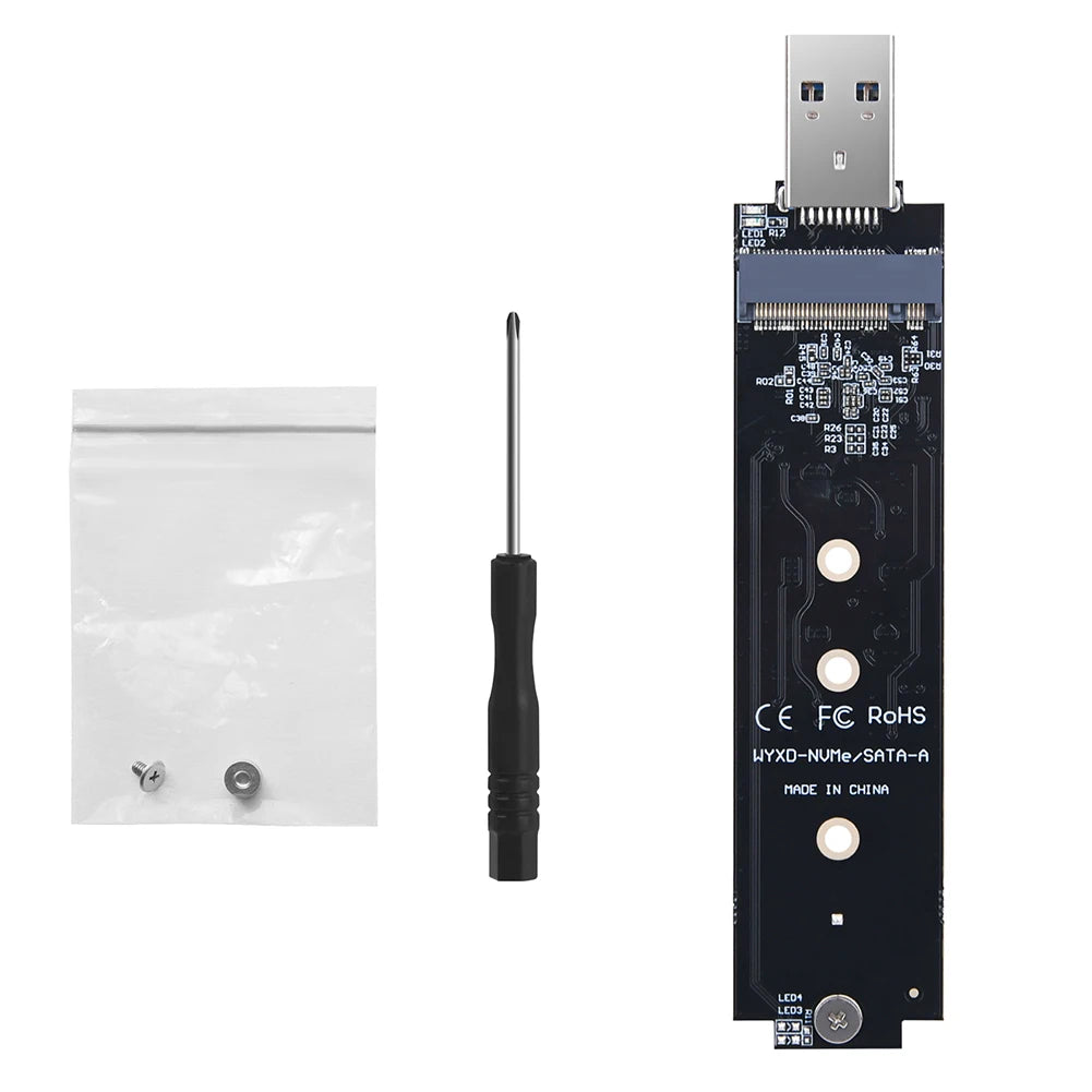 M.2 SSD SATA/NVMe To USB 3.1 Adapter B+M Key/M Key M2 To USB3.1 SSD Riser Card Hard Disk Box Adapter for 2230/2242/2260/2280 SSD