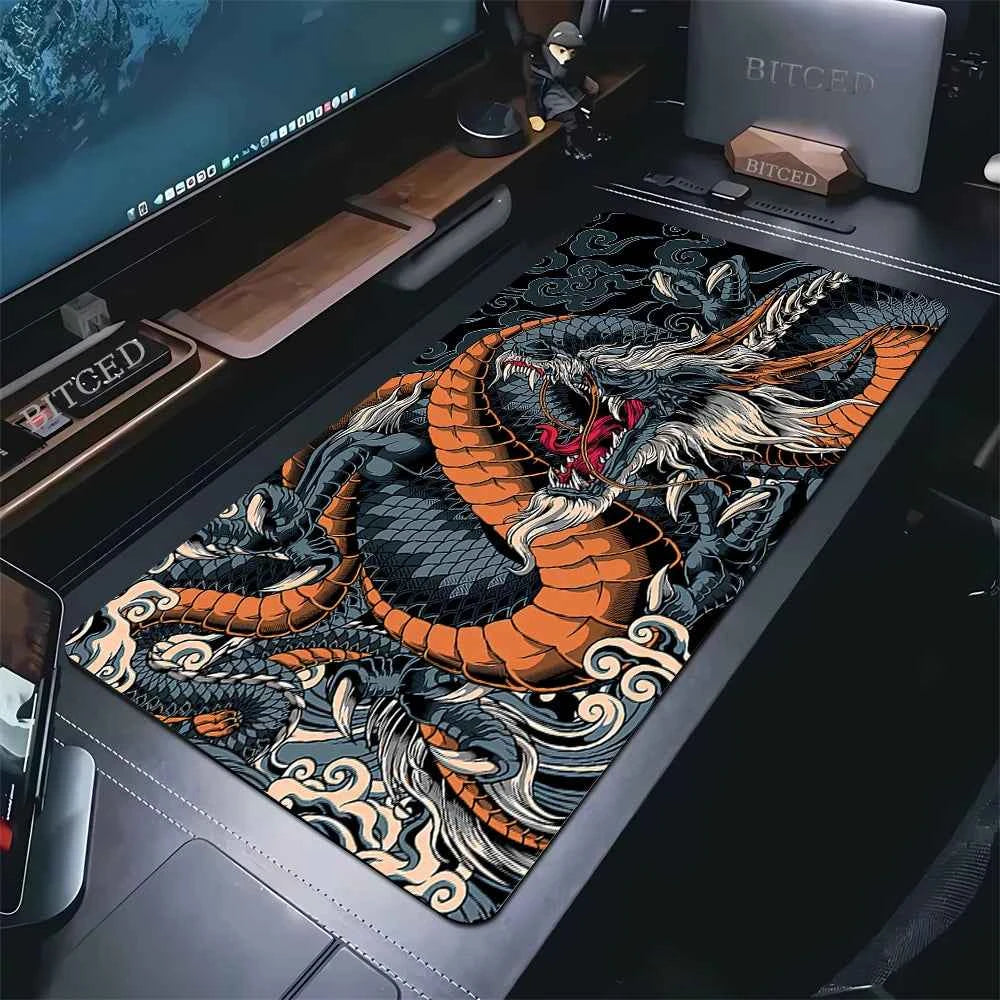 Large Gaming Mousepads Black and White Dragon Mouse Pad Computer Mousepad 90x40cm Desk Mouse Mat For PC Keyboard Mats Table Rug