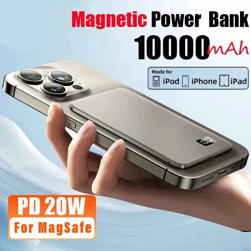 10000mAh Ultra Thin Power Bank for MagSafe,Magnetic Wireless Fast Charging MacSafe Portable Battery For iPhone Xiaomi Samsung