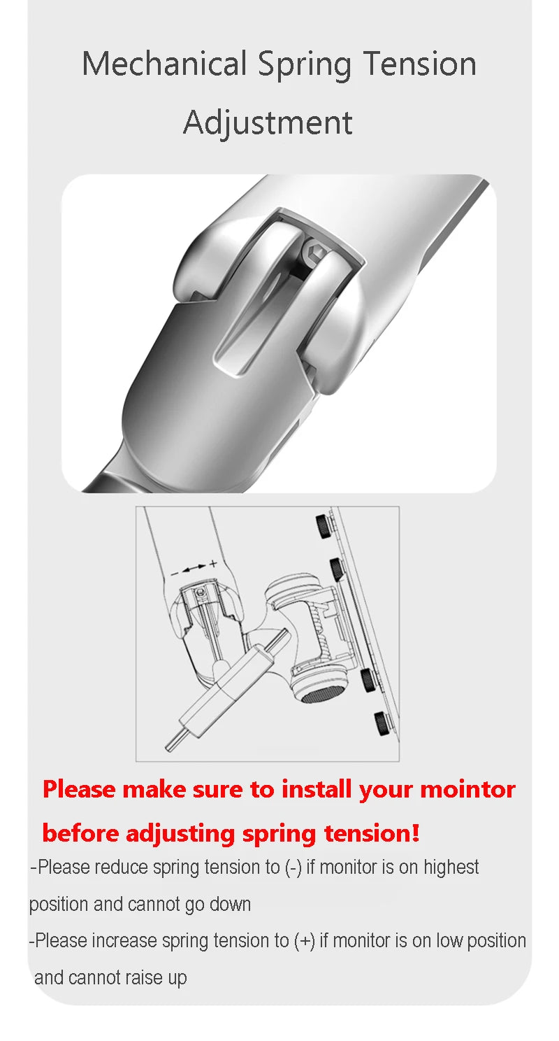 V62W  Wall Mount Aluminum Mechanical Spring Arm Monitor Holder Full Motion LCD LED Monitor Mount Arm Monitor Support