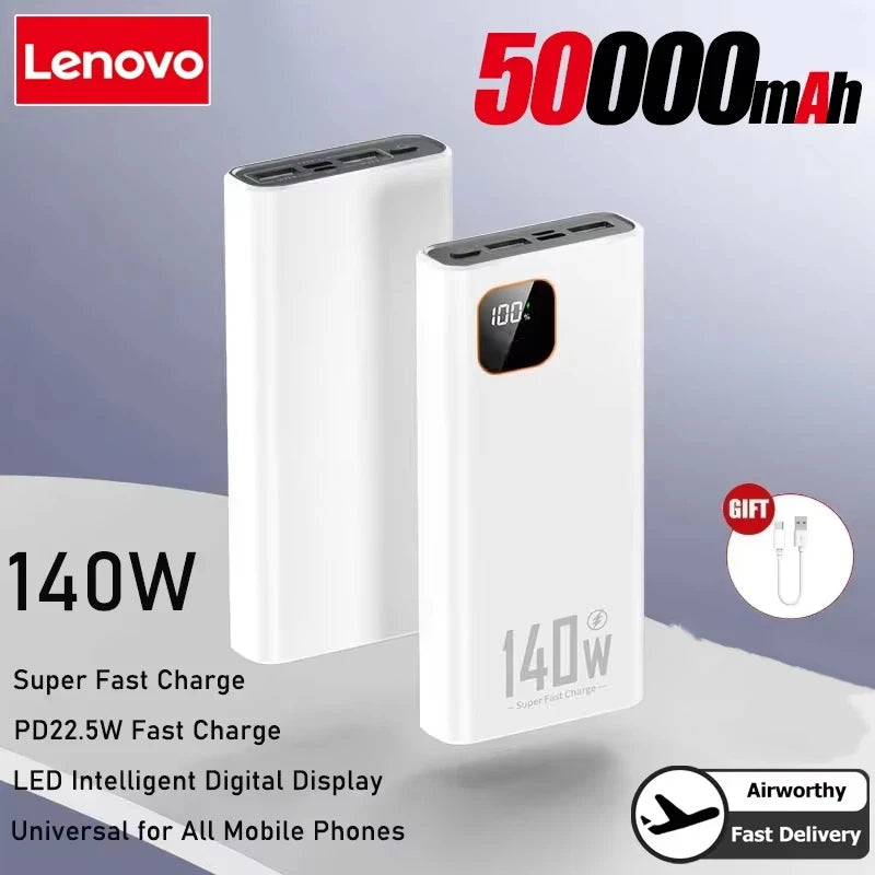 Lenovo 200000mAh 140W Ultra Capacity Power Bank Super Fast Charge Portable Battery Charger For IPhone Samsung 2026 New