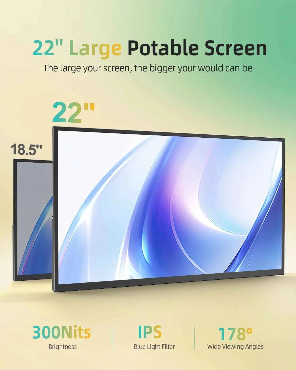 UPERFECT 22”2560*1440  Portable Gaming Monitor 16:9 Laptop Extend Travel Computer Screen Mini PC Eye Care LED Display With VESA