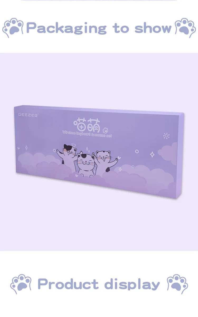 MOFII Kawaii Cat 2.4G Wireless Keyboard and Mouse Set Cute Lipstick Punk Keyboards and Mice Combos for Laptop PC Home Office
