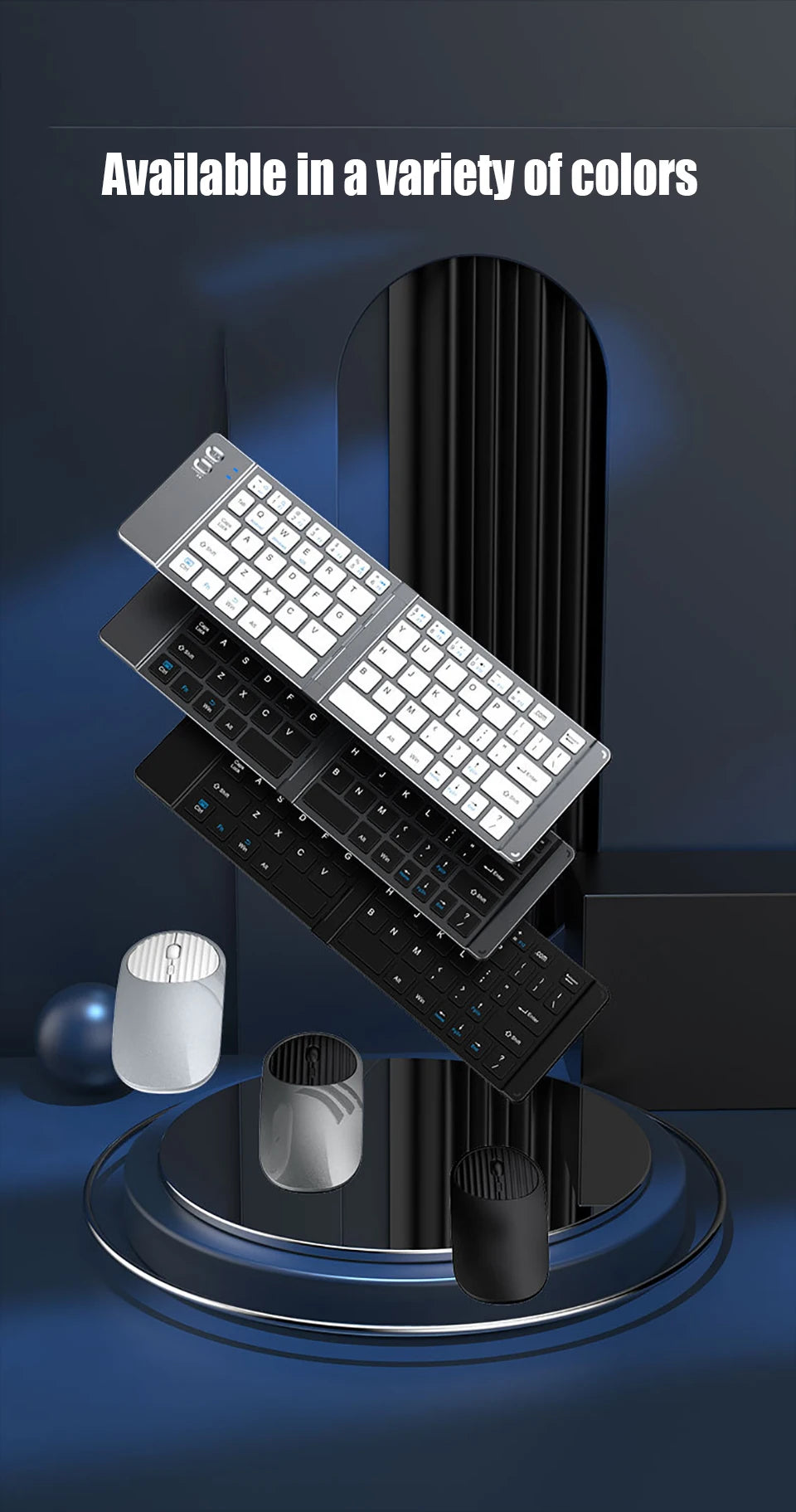 HKYC Mini two fold the third mock examination Bluetooth 2.4G keyboard and mouse set type-c charging tablet